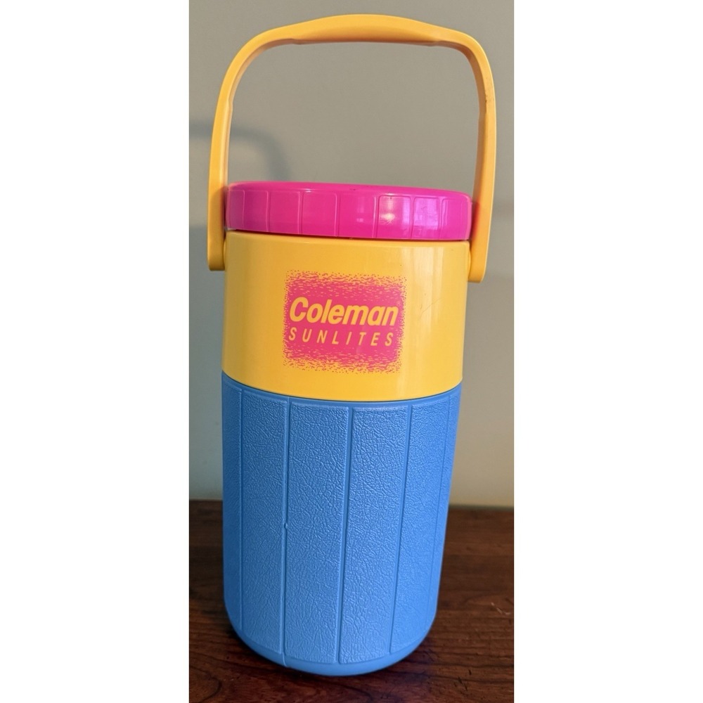 Vintage 90's‎ Coleman Sunlites Thermos Cooler Water Jug Neon Retro Camping Beach